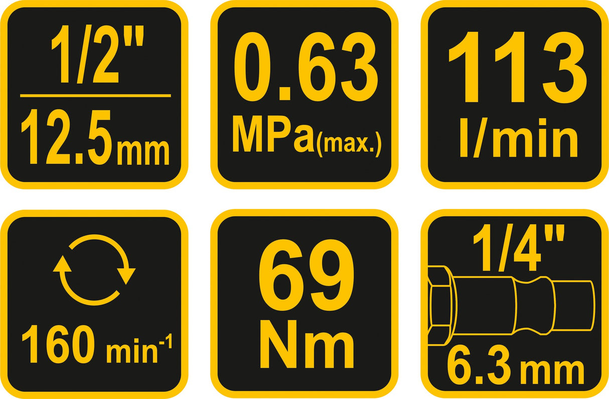 Pneumatinė rankena galvutėms | 12,5 mm (1/2") | 69 Nm (81119)