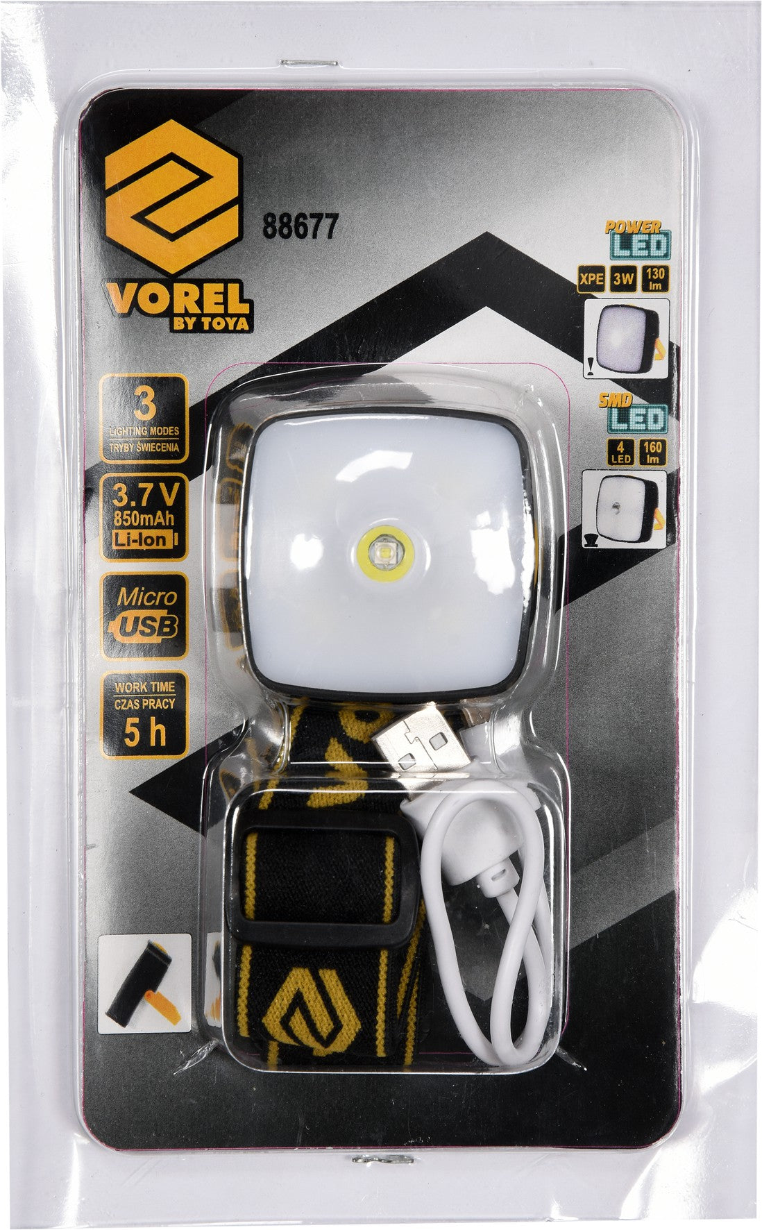 HEADLAMP 3W LED AND 4 SMD LED RECHARG. (88677)