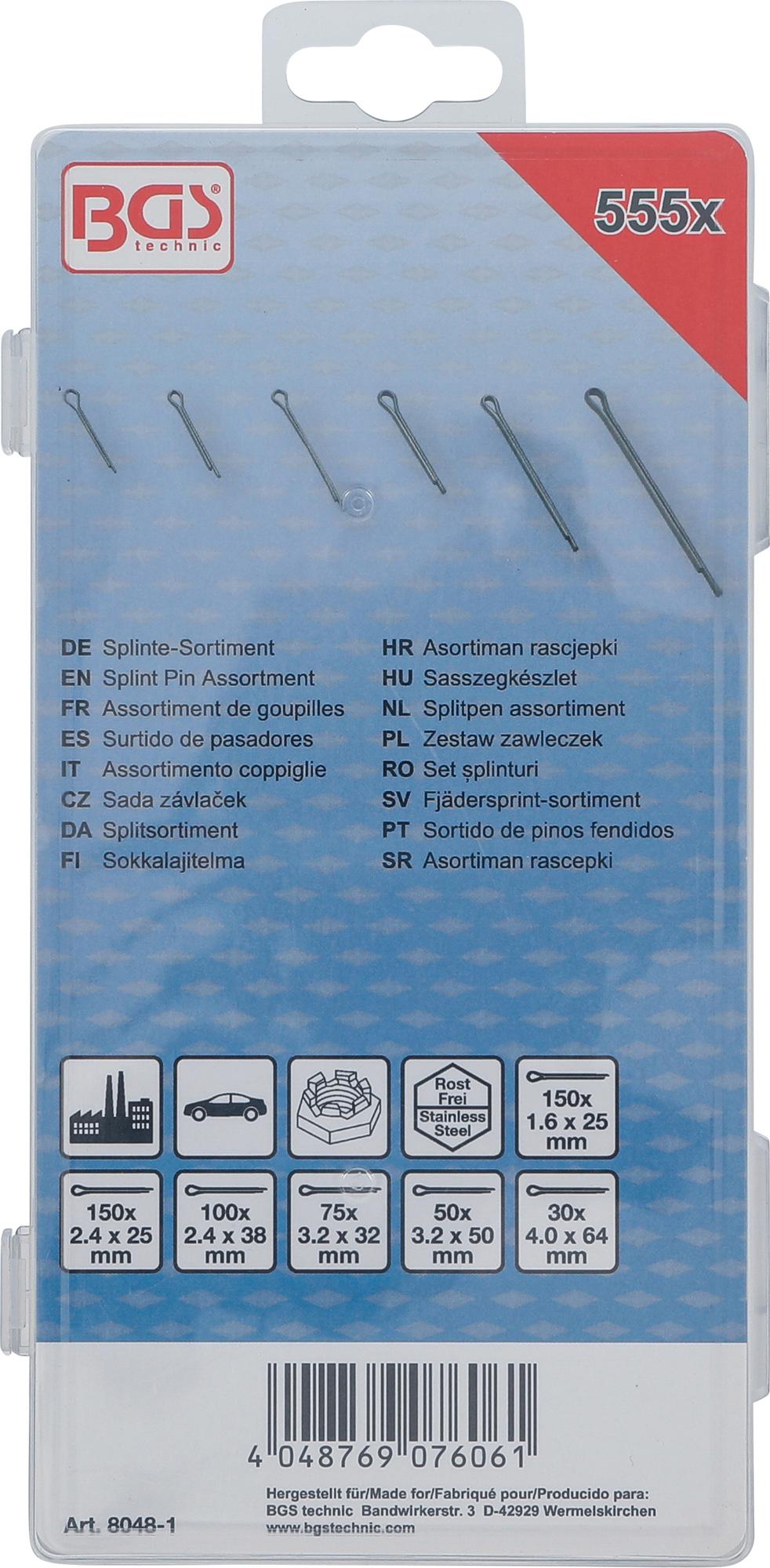 Smeigtukų asortimentas | Nerūdijantis plienas | Ø 1,6 - 4,0 mm | 555 vnt. (8048-1)