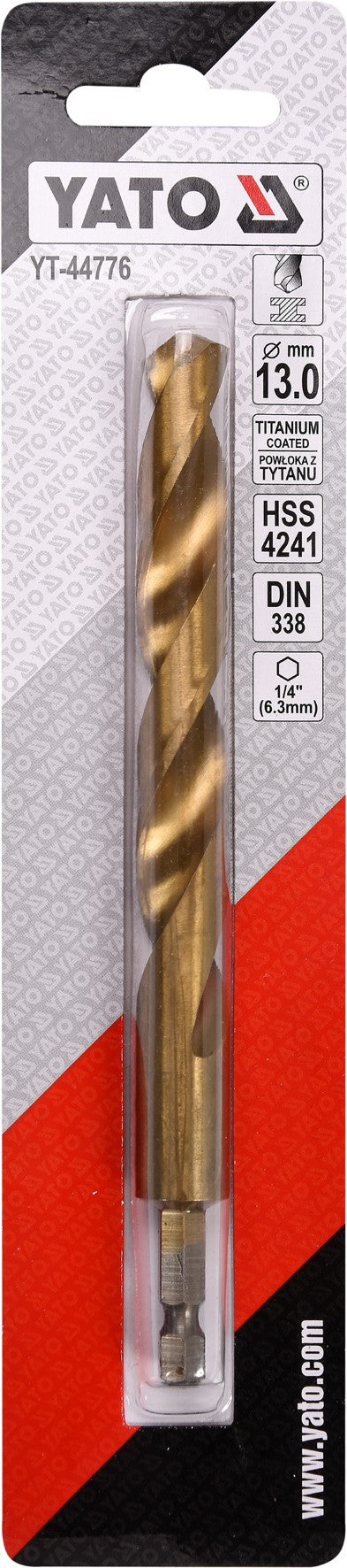 METAL DRILL WITH HEX SHANK 13,0MM TITAN (YT-44776)