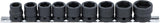 Smūginių galvučių rinkinys | patrumpintos | 12,5 mm (1/2") | 13 - 24 mm | 9 vnt. (9551)