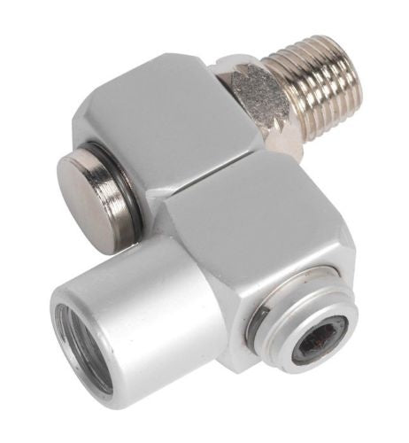 Pneumatinė jungtis šarnyrinė 360° | 6.3 mm (1/4") vidinis / išorinis sriegis (LF-30)