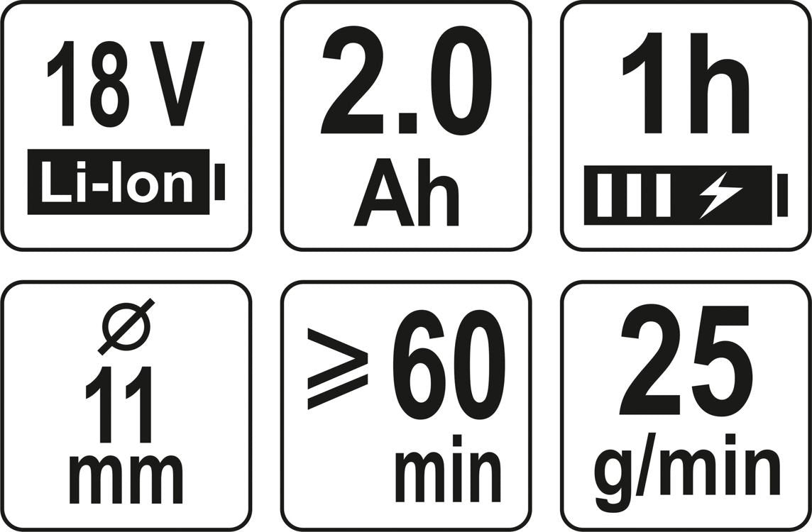 Akumuliatorinis klijavimo pistoletas | 11 mm / 15 sek. | 18V (YT-82854)
