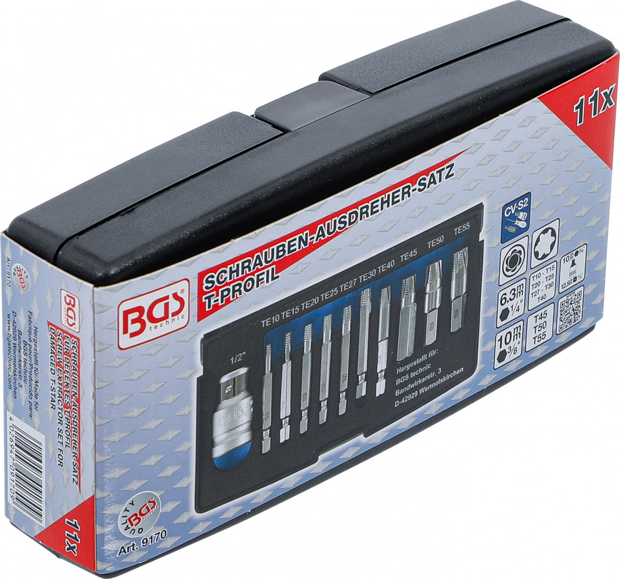 Sraigtiniai ištraukikliai | sugadintiems T-Star (Torx) T10 - T55 | 11 vnt. (9170)