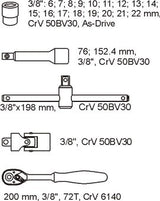 Набор инструментов для тележек | 10 mm (3/8") | 25 шт.