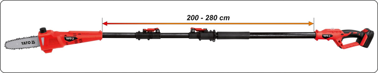 Akumuliatorinis teleskopinis grandininis pjūklas | 18V 200-280 cm (YT-82836)