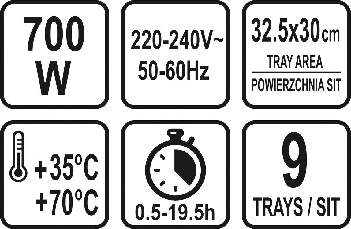 Сушилка для продуктов | 9 поддонов | 600-700W