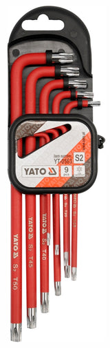 L tipo raktų rinkinys | ilgi | S2 | T-Star su skylutėm (Torx) T10 - T50 | 9 vnt. (YT-0563)