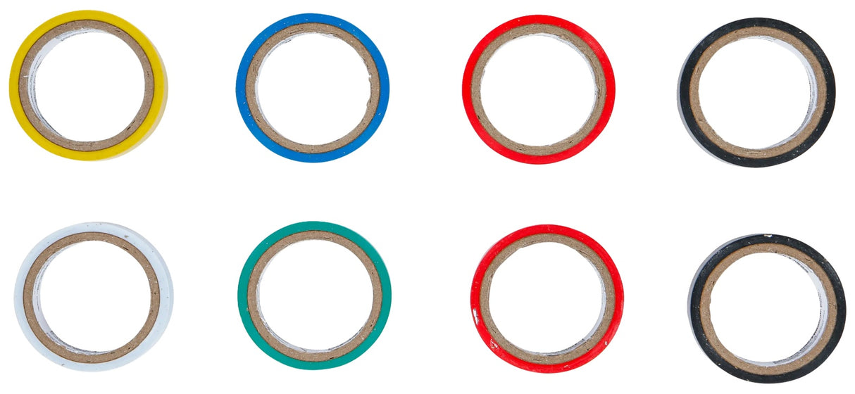 Izoliacinių įvairiaspalvių juostų rinkinys 18 mm x 3 m | 8 vnt (80838)