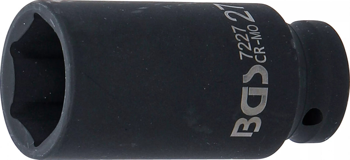 IMPACT SOCKET HEXAGON, DEEP | 12.5 MM (1/2") DRIVE | 27 MM (7227)