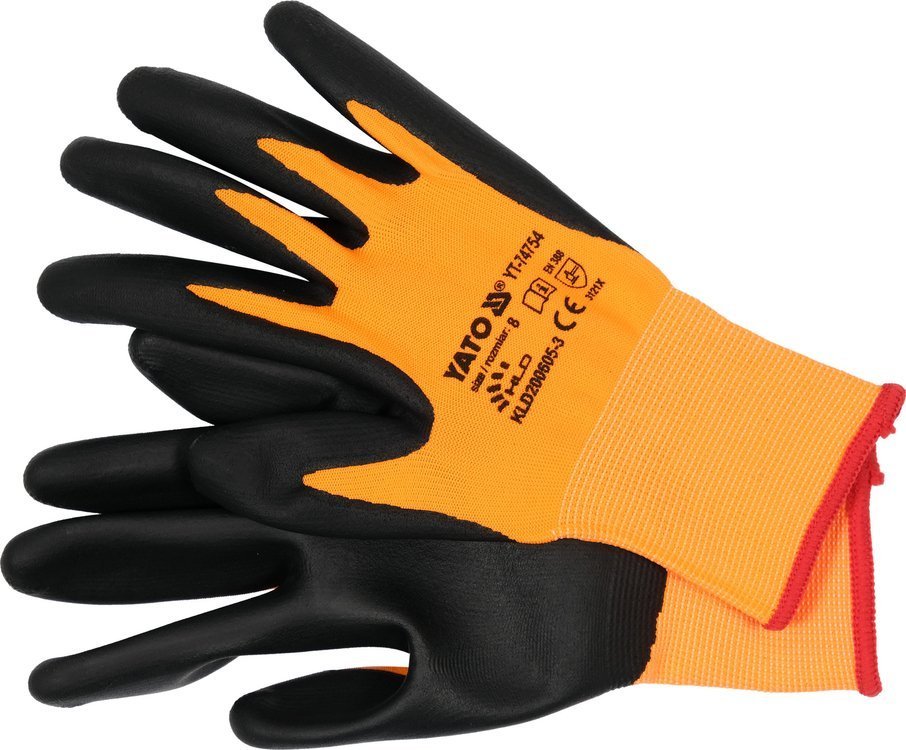 SAFETY GLOVES TOUCHSCREEN FINGERS NITRILE S. 8 (YT-74754)