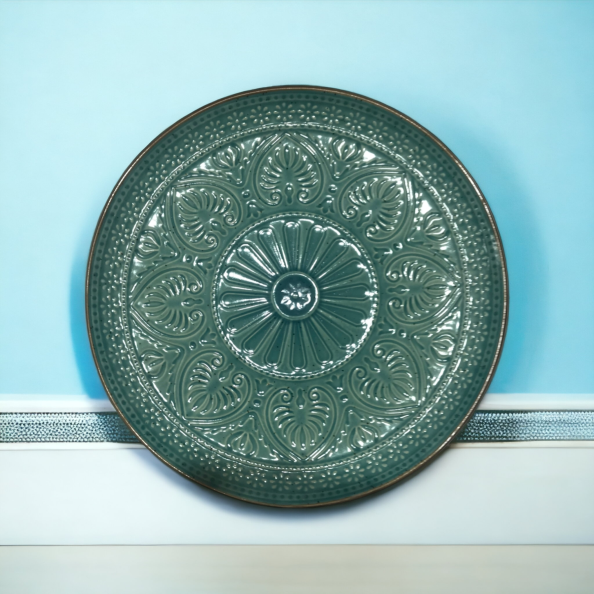PLATE SALSA | GREEN | GLOSSY | CERAMIC | Ø27CM (69986)