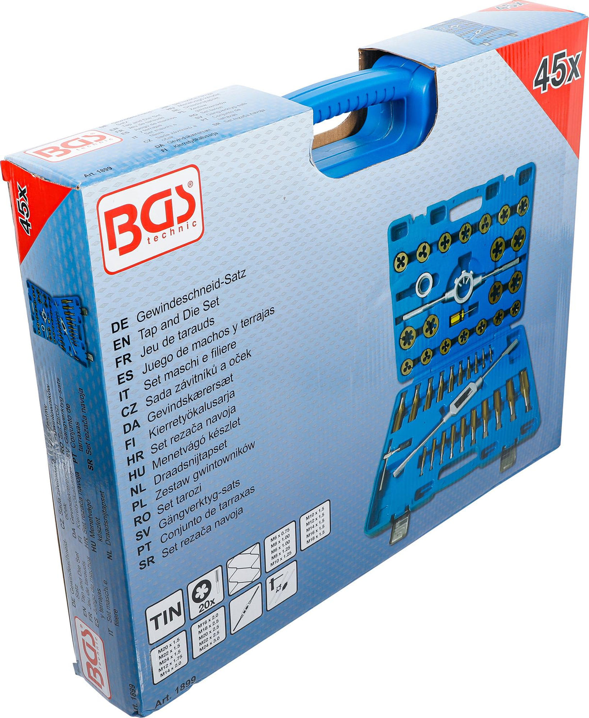 TAP AND DIE SET | TIN-COATED | M6 - M24 | 45 PCS (1899)