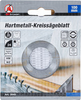 Pjovimo diskas su karbidu | Ø 100 x 30 x 2.1 mm | 24 dantukai (3949)
