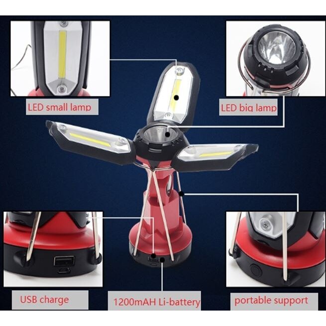 COB LED LAMP | RECHARGEABLE | 1200MAH | USB | X3 LED (CCL3)