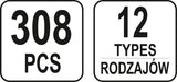 Automobilinis klipsų asortimentas Fiat | 308 vnt. (YT-06654)