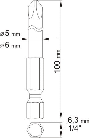 Antgaliai kryžminiai 1/4", 2vnt, : PH1X100MM; PH2X100MM  (YT-0488)