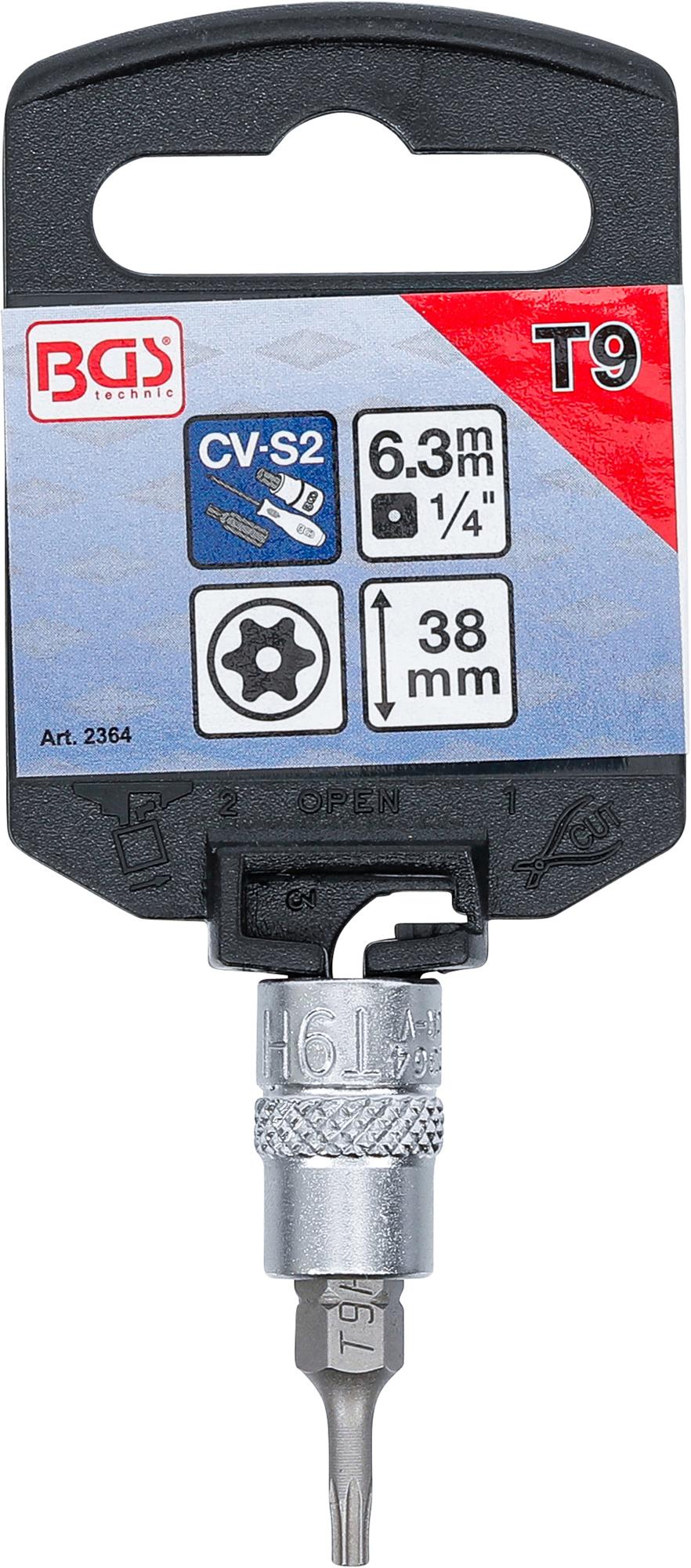 Бита в головке | 6.3 mm (1/4") | T-Star с отверстием (Torx) T9