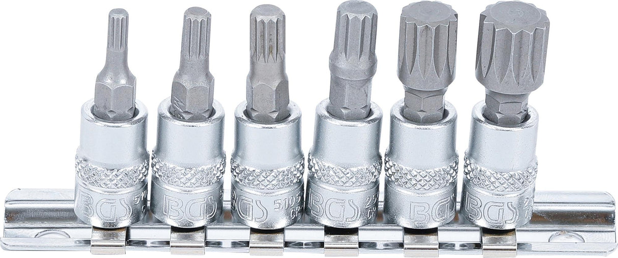 Įpresuotų antgalių rinkinys | 6.3 mm (1/4") | Spline (XZN) M4 - M12 | 6 vnt. (2162)