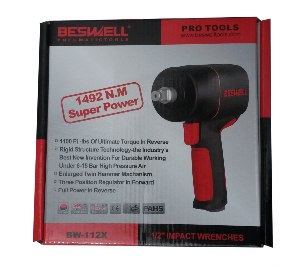 Pneumatinis smūginis veržliasukis 1/2", 1492 Nm (BW-112X)
