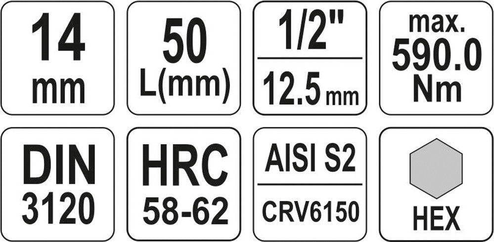 Antgalis įpresuotas į galvutę 1/2", H14 (YT-04387)