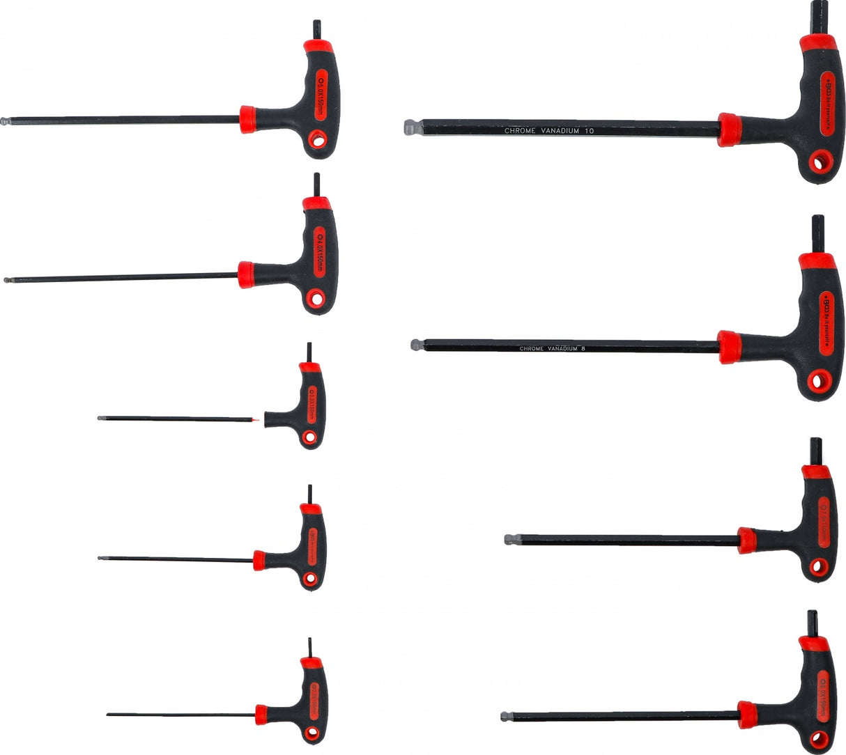 T-HANDLE L-TYPE WRENCH SET | INTERNAL HEXAGON | 2 - 10 MM | 9 PCS. (7882)