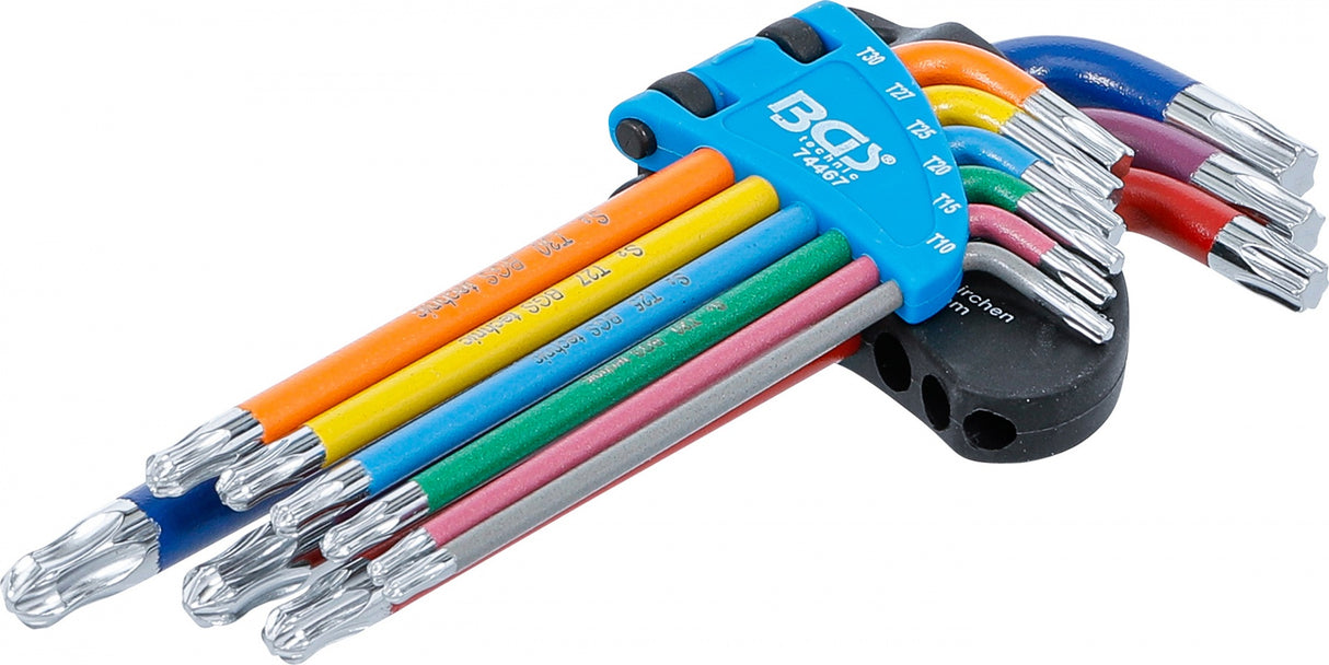 L-TYPE WRENCH SET | MULTICOLOUR | T-STAR (FOR TORX) WITH BALL HEAD T10 - T50 | 9 PCS. (74467)