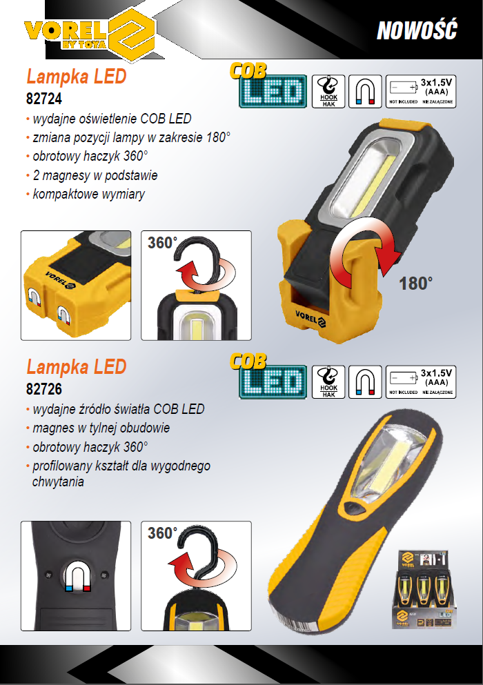 Rankinis rotacinis žibintas | COB LED (82724)