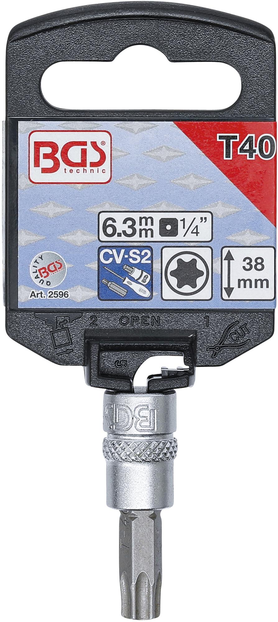 Antgalis įpresuotas į galvutę | 6.3 mm (1/4") | T-Star (Torx) T40 (2596)