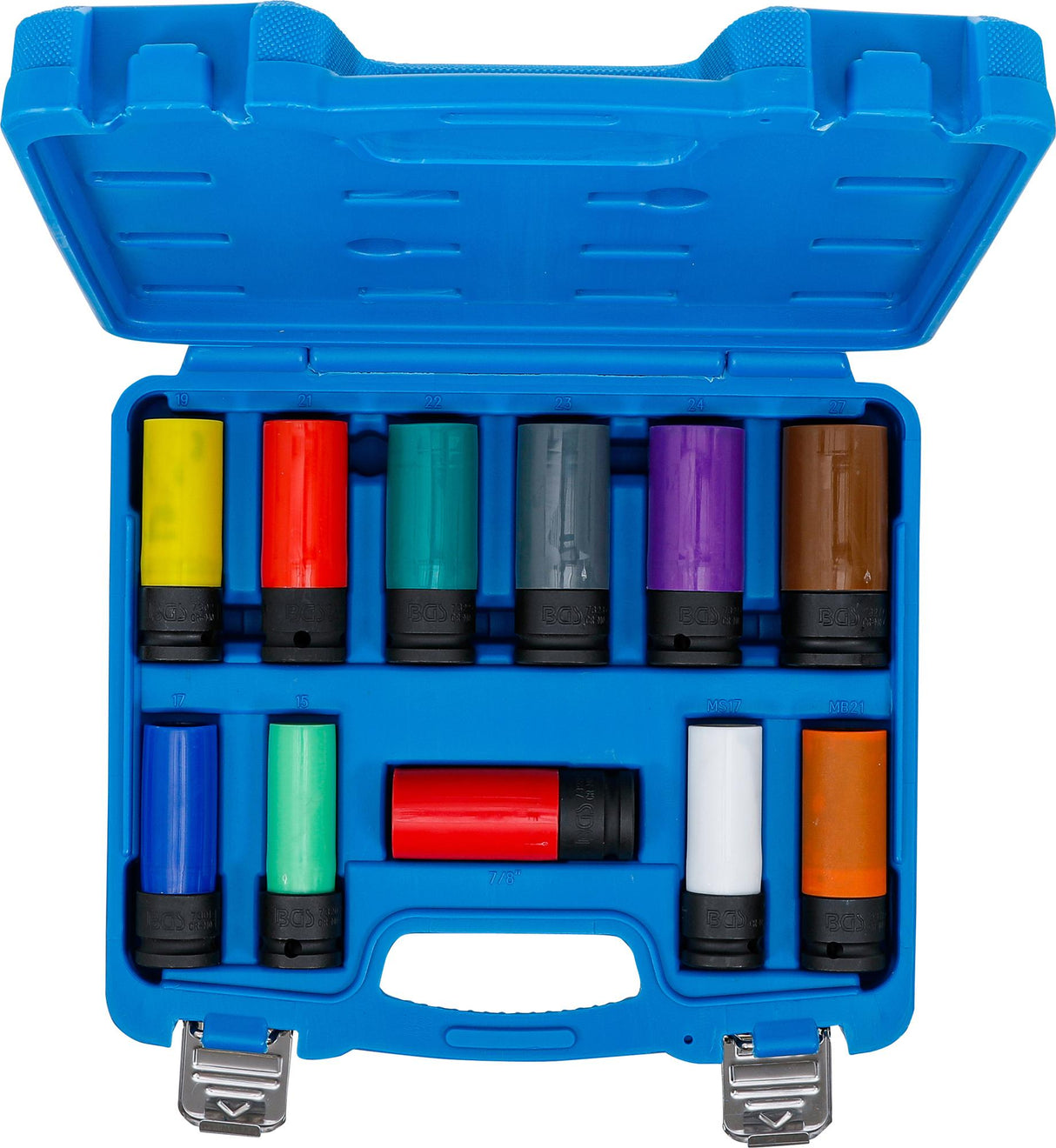 PROTECTIVE IMPACT SOCKET SET | 12.5 MM (1/2") DRIVE | 15 - 27 MM AND SPECIAL WHEEL NUTS | 11 PCS. (74254)