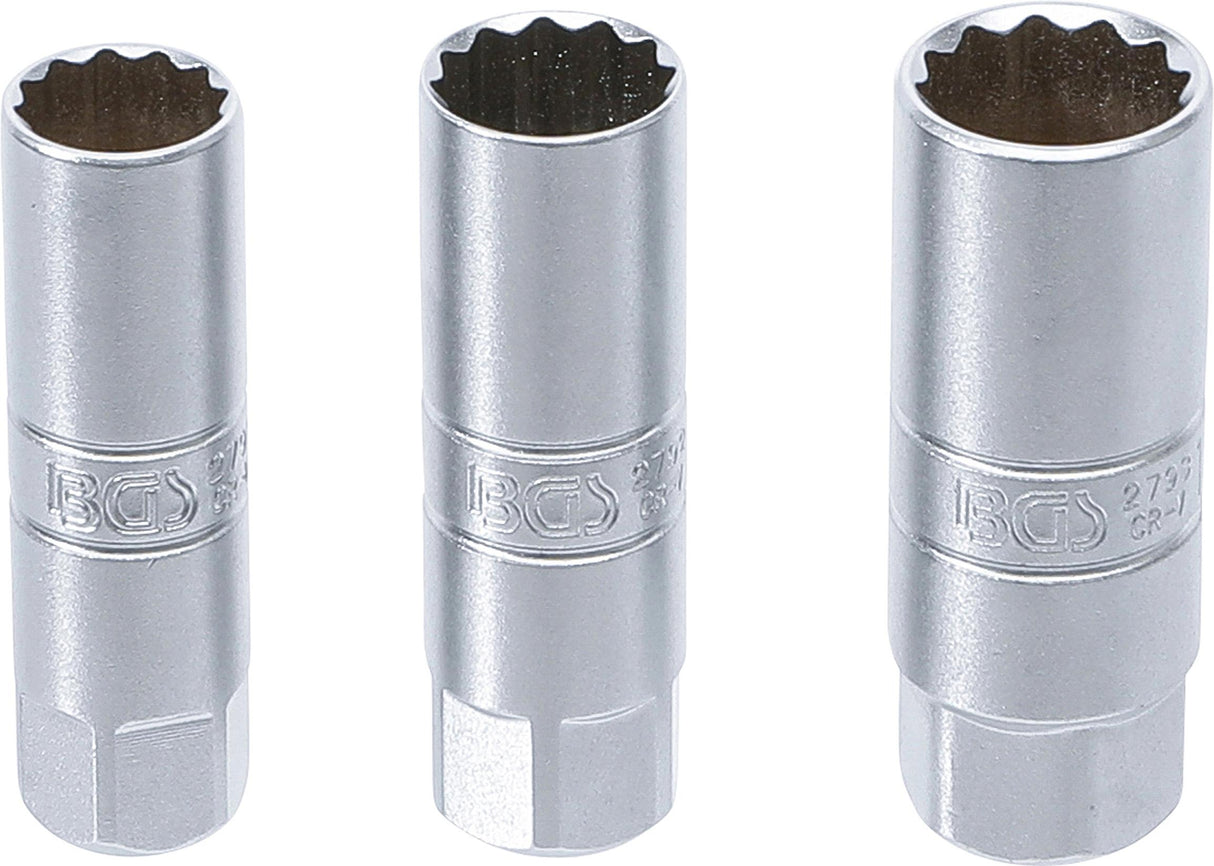 Galvučių rinkinys žvakėms 12 kampų | 10 mm (3/8") | 14 - 16 - 18 mm | 3 vnt. (6858)