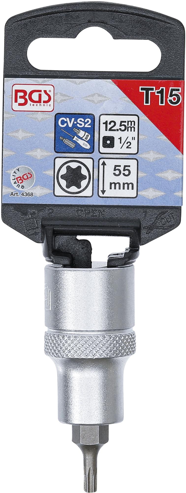 Antgalis įpresuotas į galvutę | 12,5 mm (1/2") | T-Star (Torx) T15 (4368)