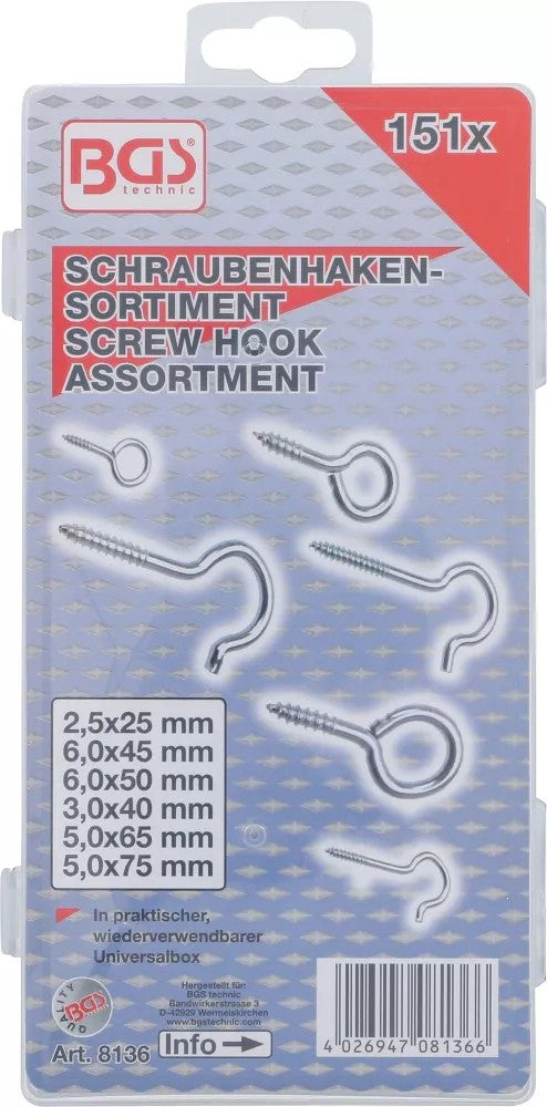 SCREW HOOK ASSORTMENT | 151 PCS. (8136)