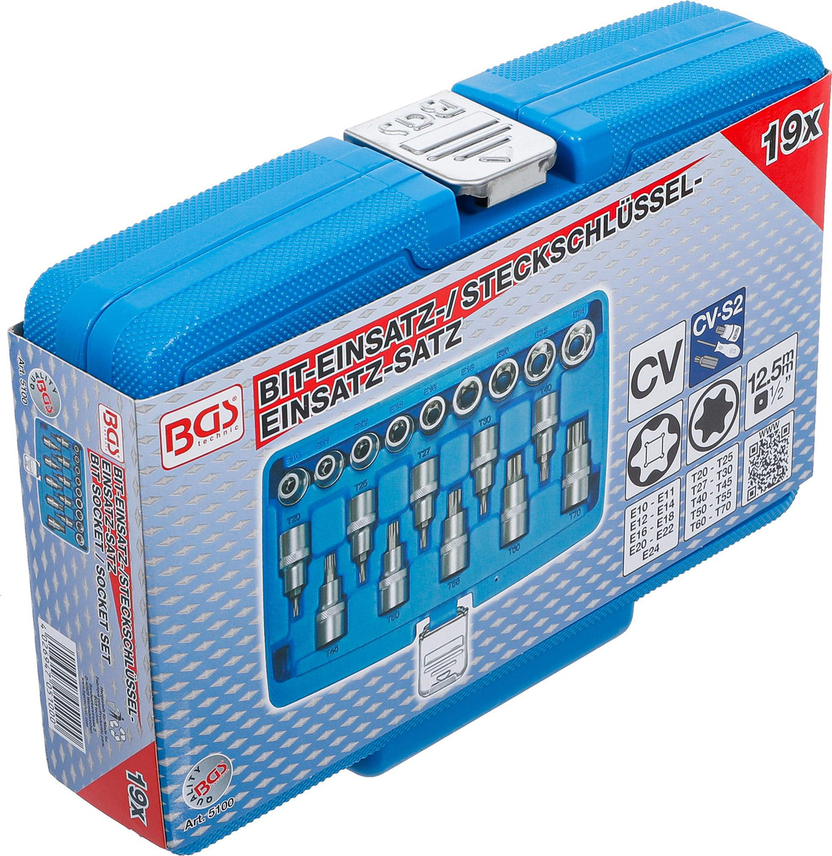Antgalių ir galvučių rinkinys | 12,5 mm (1/2") | E-Star / T-Star (Torx) | 19 vnt. (5100)