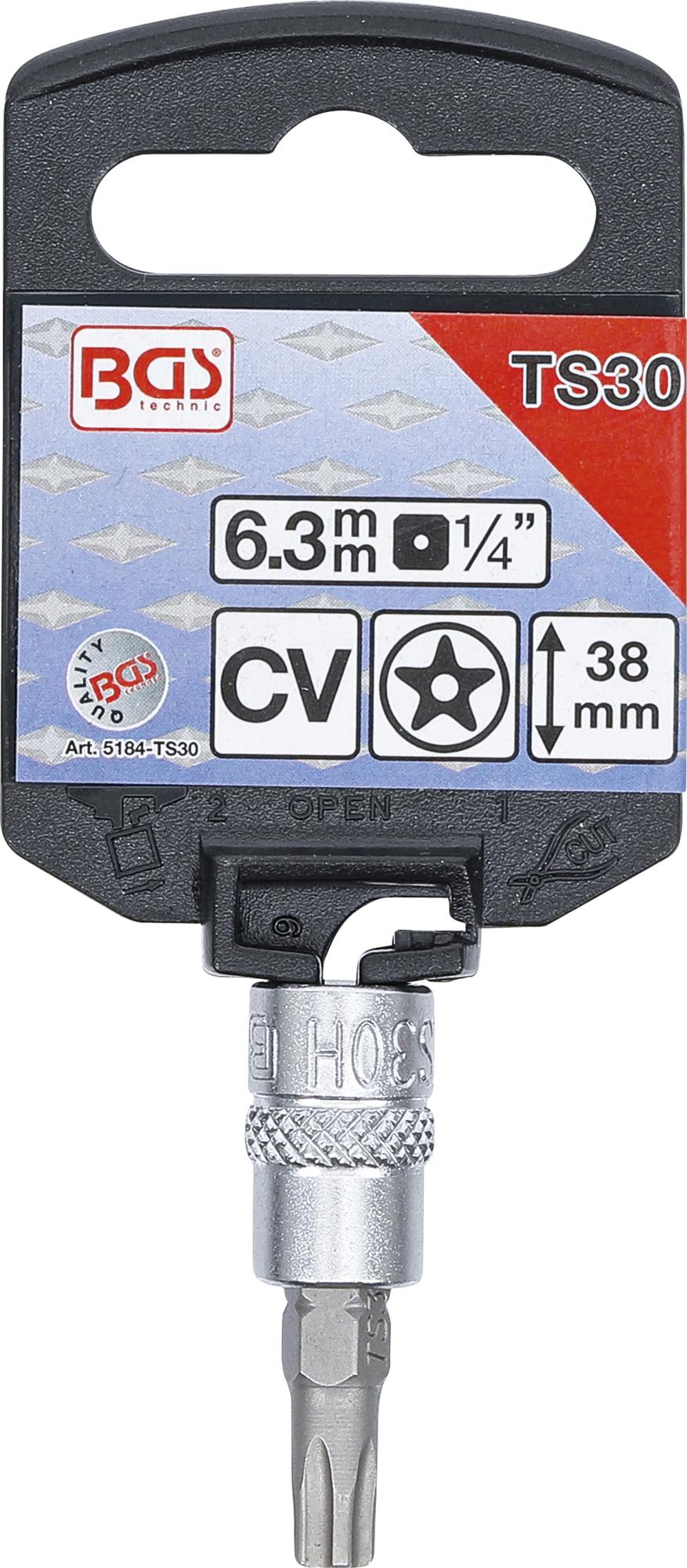 Antgalis 1/4" įpresuotas į galvutę su skyle, penkiakampis TS30x38mm (5184-TS30)
