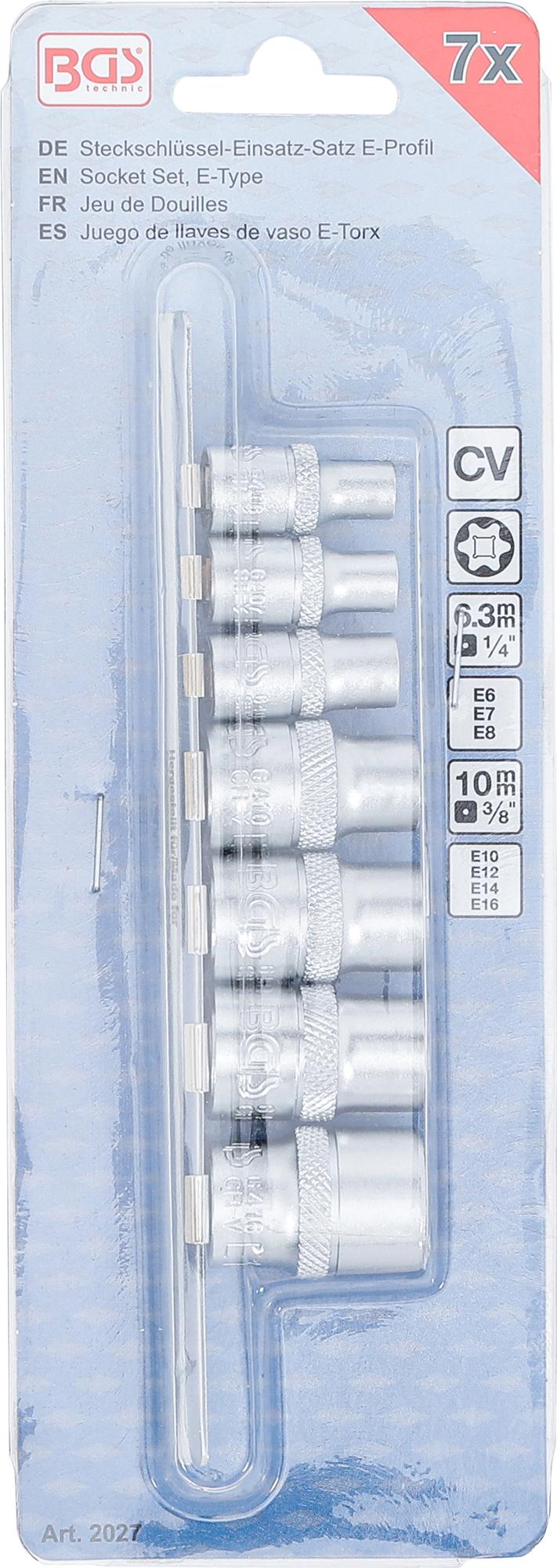 Galvučių rinkinys E-Tipas | 6.3 mm (1/4") / 10 mm (3/8") | E6 - E16 | 7 vnt. (2027)