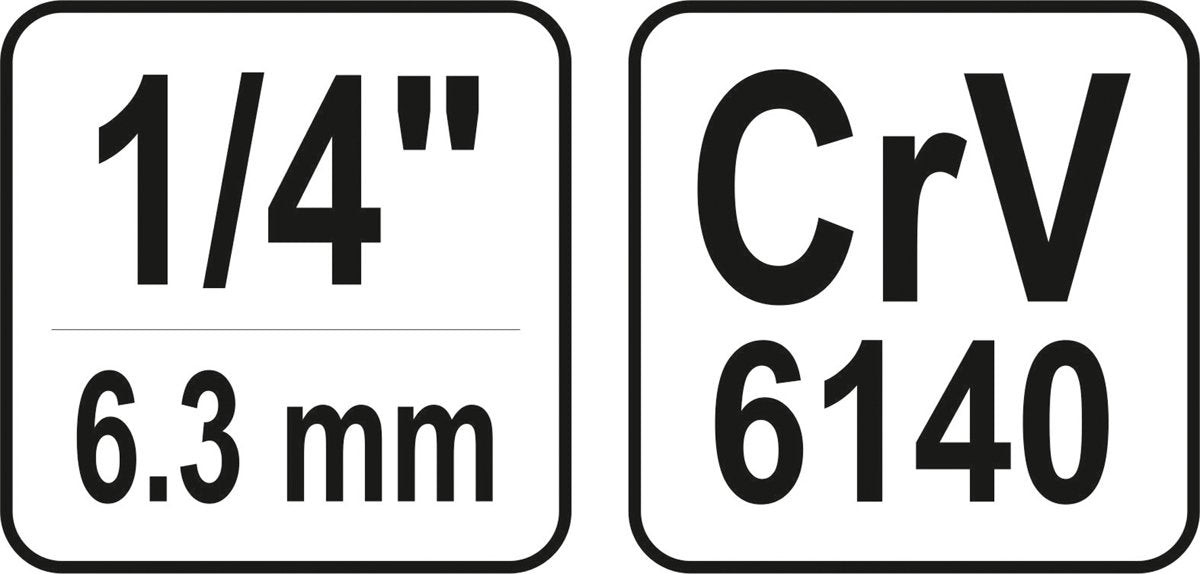 Adapteris | vidinis kvadratas 6.3 mm (1/4") | vidinis šešiakampis 6.3 mm (1/4") (YT-12971)
