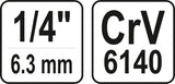 Adapteris | vidinis kvadratas 6.3 mm (1/4") | vidinis šešiakampis 6.3 mm (1/4") (YT-12971)