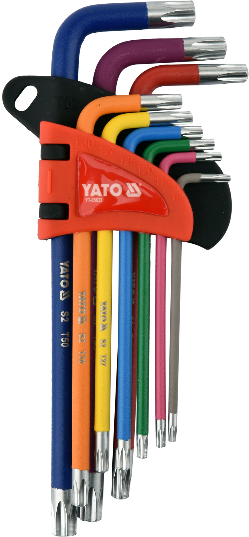 L tipo raktų rinkinys | spalvoti / S2 | T-Star (Torx) / T10 - T50 | 9 vnt. (YT-05633)