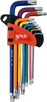 L tipo raktų rinkinys | spalvoti / S2 | T-Star (Torx) / T10 - T50 | 9 vnt. (YT-05633)
