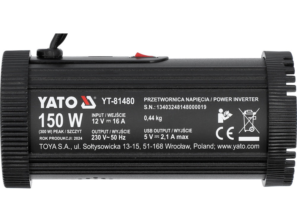 Automobilinis įtampos inverteris | 12V/230V 150W (YT-81480)