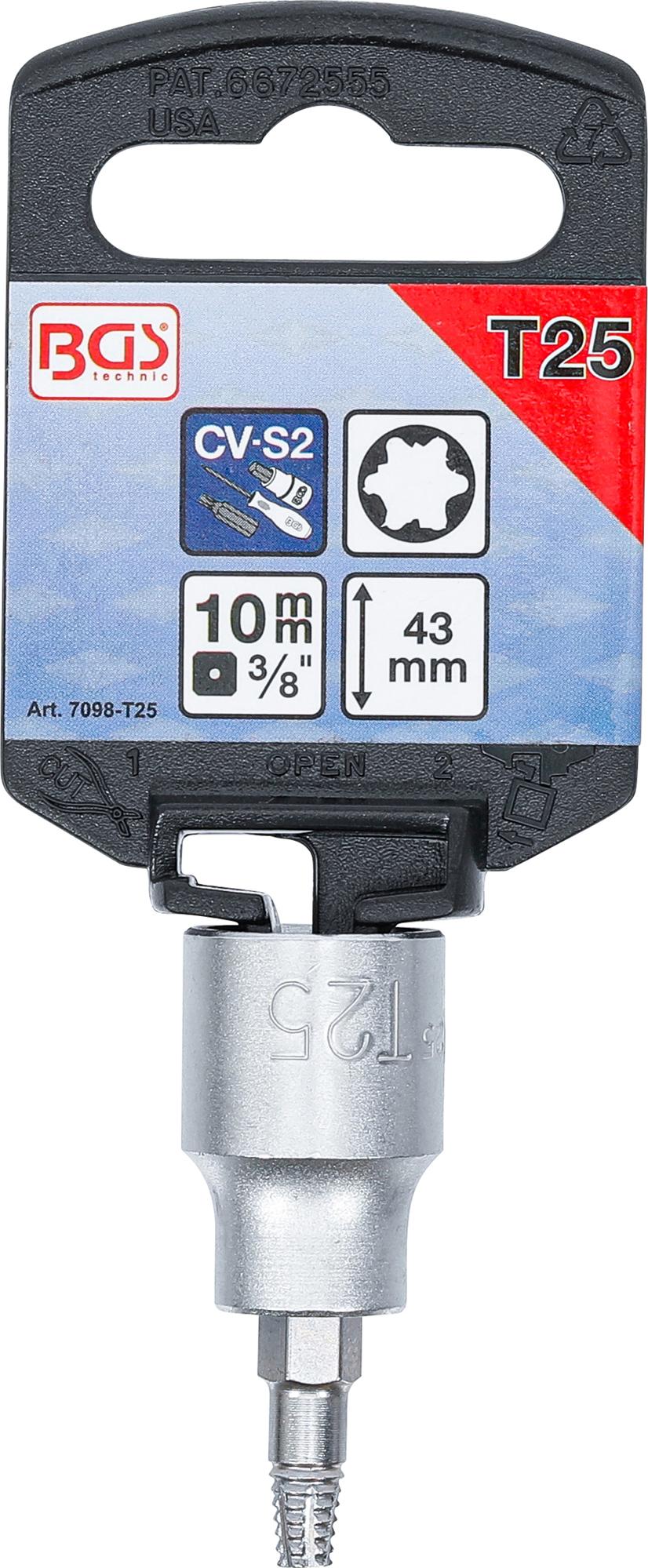Sraigtinis ištraukimo antgalis | 10 mm (3/8") | pažeistam T-Star (Torx) T25 (7098-T25)