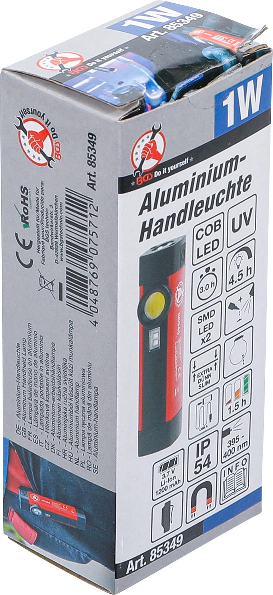 COB LED / UV-алюминиевая ручная лампа | 1 W