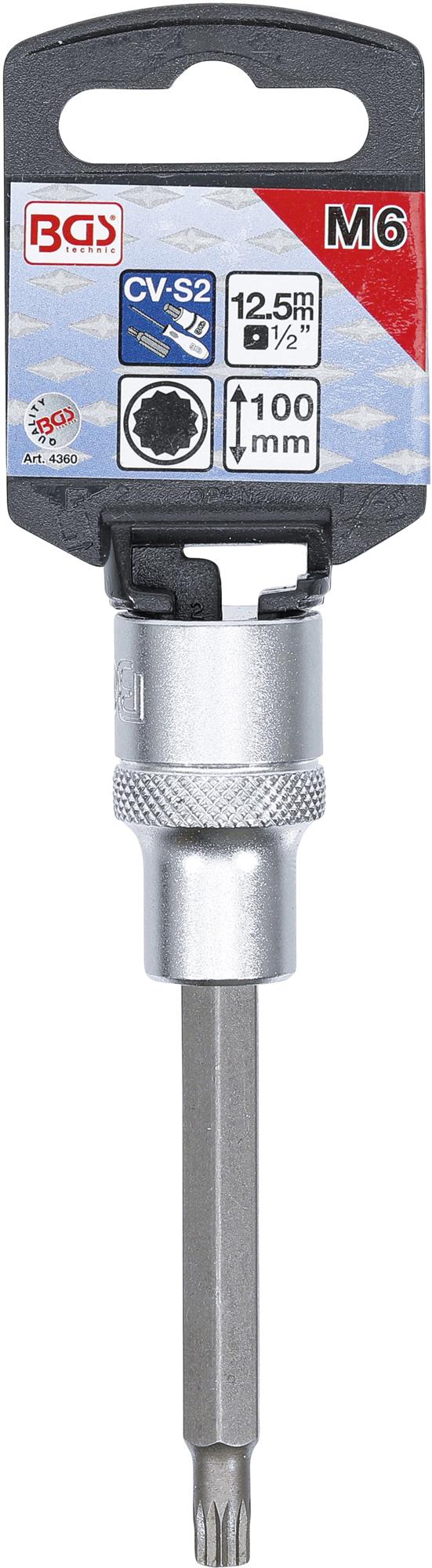 Бита в головке | длина 100 mm | 12,5 mm (1/2") | Spline (XZN) | M6