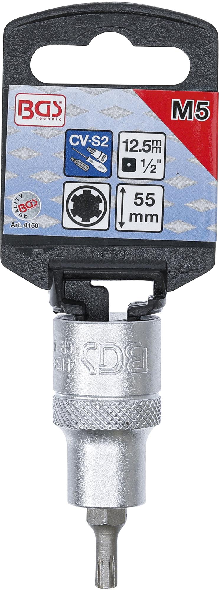 Antgalis | ilgis 55 mm | 12,5 mm (1/2") | Spline (Ribe) M5 (4150)