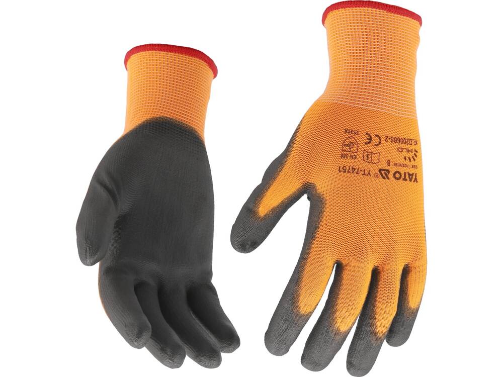SAFETY GLOVES TOUCHSCREEN FINGERS PU S. 8 (YT-74751)