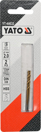 Grąžtas metalui HSS-TIN 2.0 mm, 2vnt. (YT-44632)
