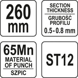 Replės profilių sujungimui | 260 mm (YT-51312)