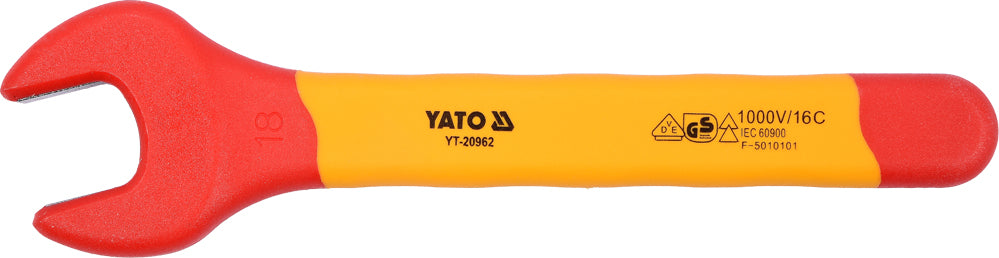 Изолированный гаечный ключ для электрика открытый 18 mm VDE