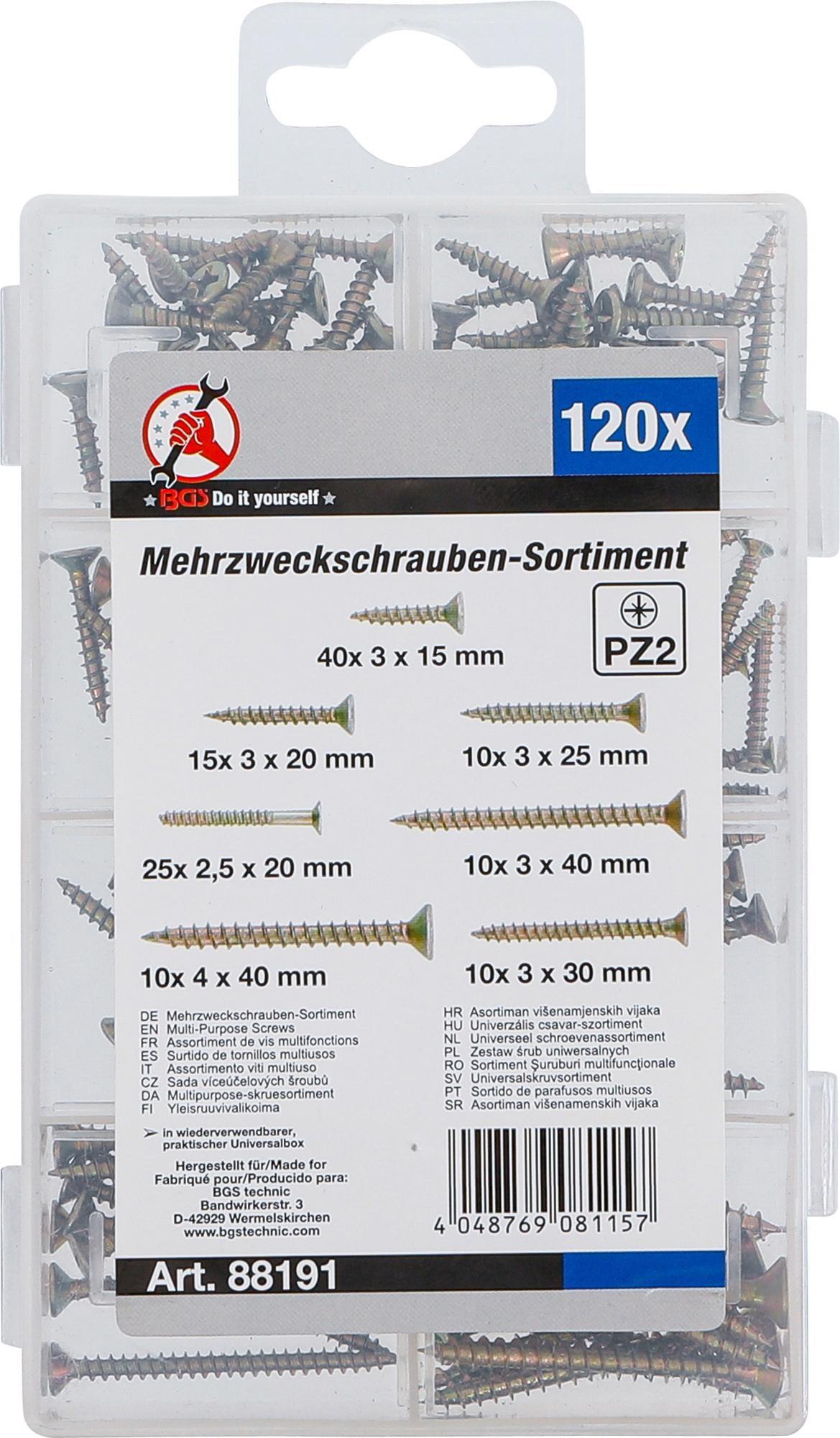 Daugiafunkciai varžtai | Kryžminė galvutė PZ2 | 120 vnt. (88191)